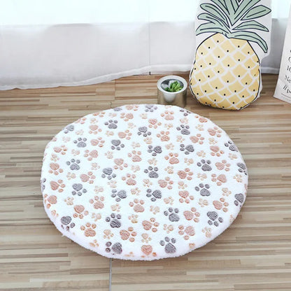 Plush Cat Bed Mats Round Pet Bed for Cats Small Dogs Soft Fleece Pet Sleeping Mat Kitten Puppy Nest Pet Cushion Cat Accessories